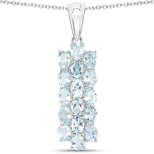 9.88 Carat Genuine Blue Topaz .925 Sterling Silver 3 Piece Jewelry Set (Ring, Earrings, and Pendant w/ Chain) by Bids.com