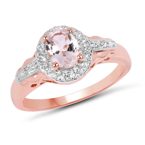 2.28 Carat Genuine Morganite and White Topaz .925 Sterling Silver 3 Piece Jewelry Set (Ring, Earrings, and Pendant w/ Chain) by Bids.com
