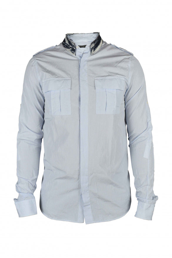 Balmain Men Shirt With Denim Collar by Luosophy