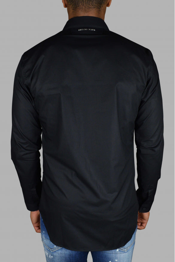Philipp Plein Men Gold Cut Ls Skull Shirt by Luosophy
