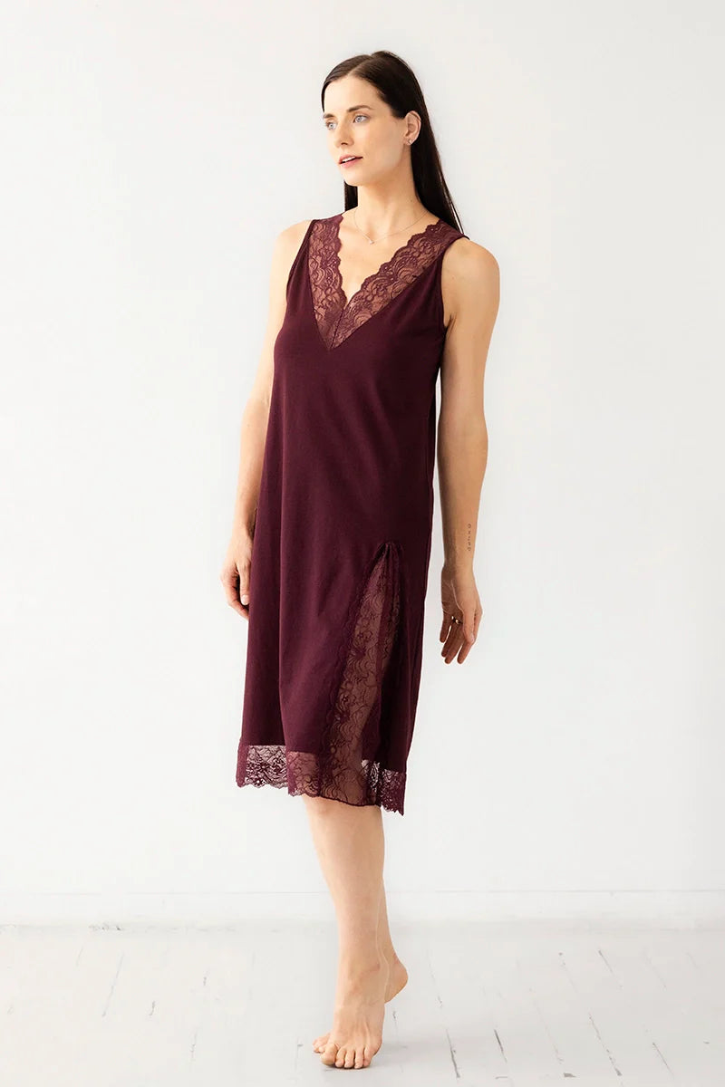 Simone Lace Trim Pima Cotton Gown - DestGlow