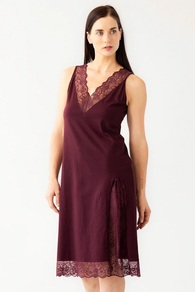 Simone Lace Trim Pima Cotton Gown - DestGlow