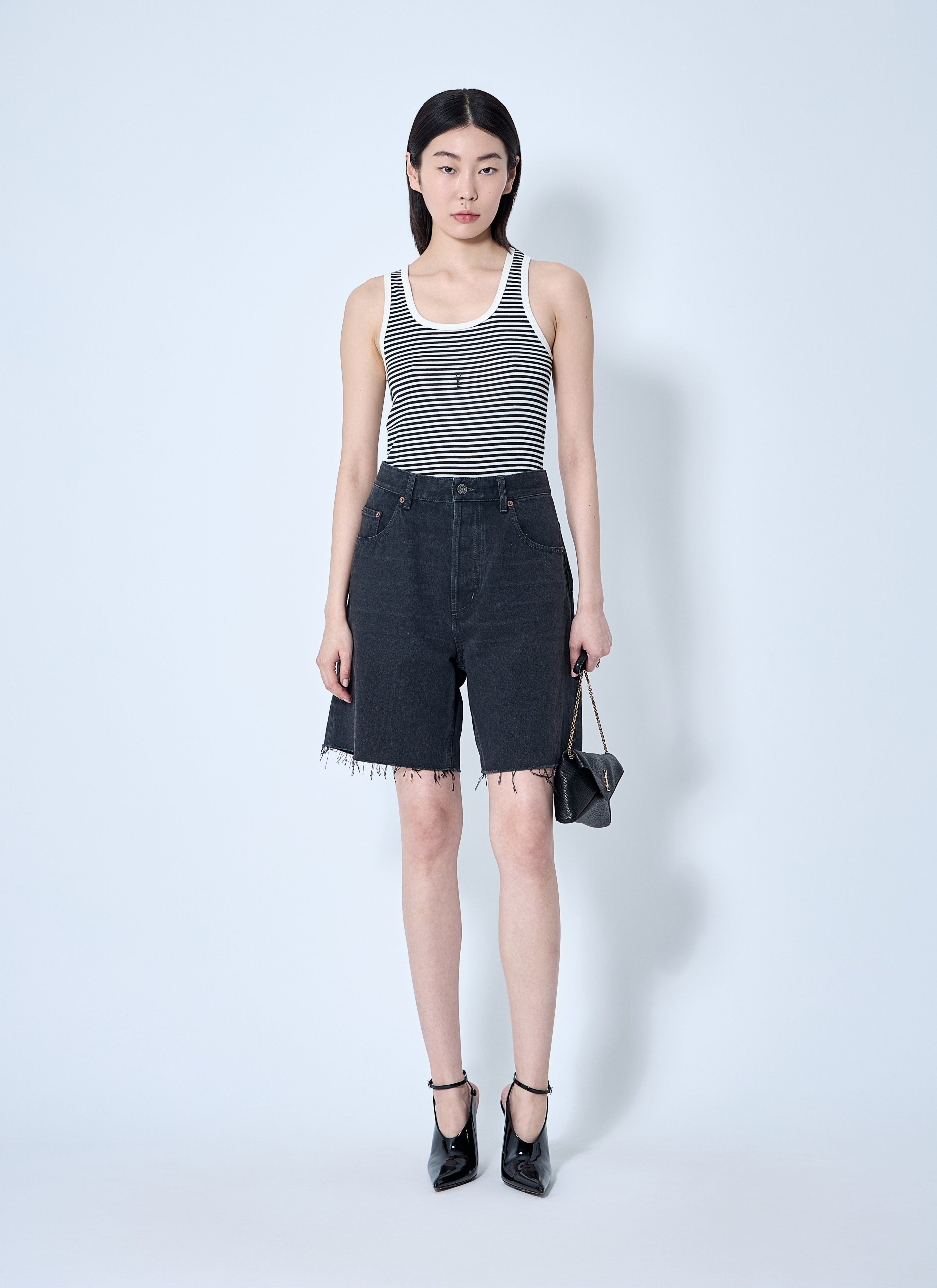 Saint Laurent Women Denim Shorts by Luosophy