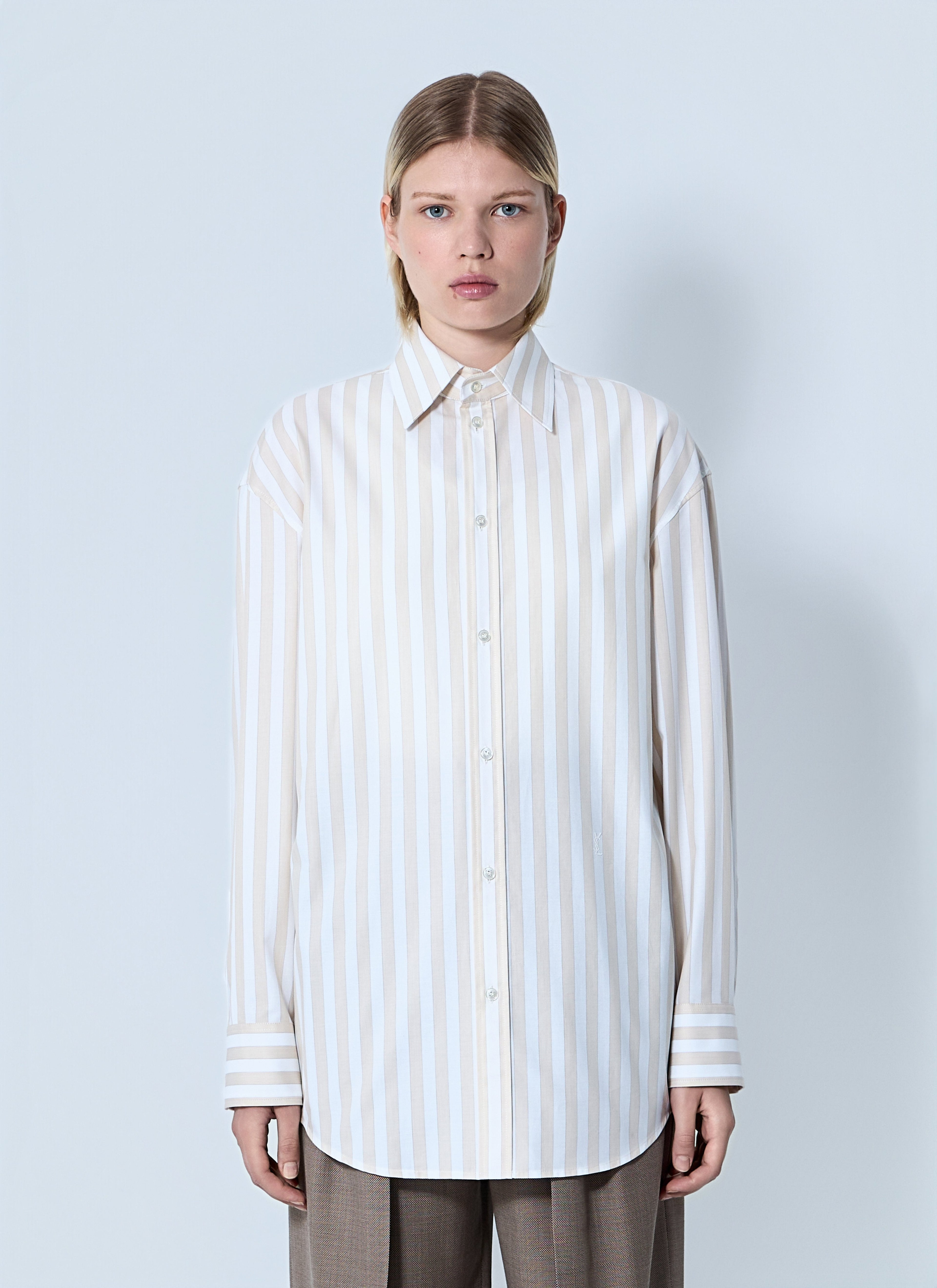 Saint Laurent Women Striped Button-Down Shirt by Luosophy