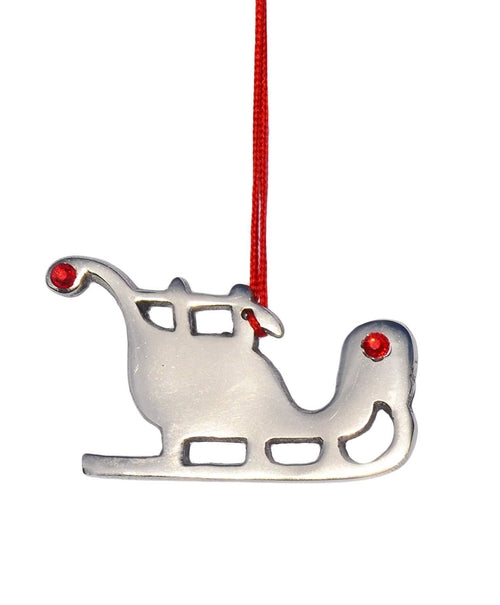 Santa Sleigh Christmas Tree Ornaments - Set of 4 Handcrafted Metal Decorations