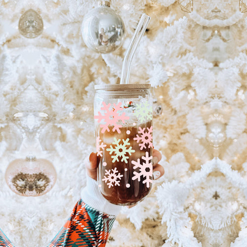 Pastel Snowflakes 17oz Stainless Steel Water Bottle - Insulated Tumbler