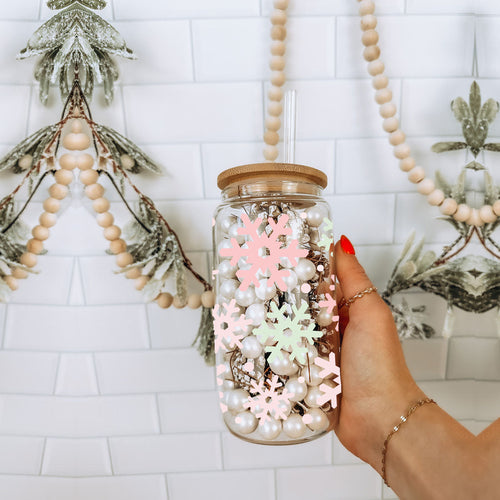Pastel Snowflakes 17oz Stainless Steel Water Bottle - Insulated Tumbler