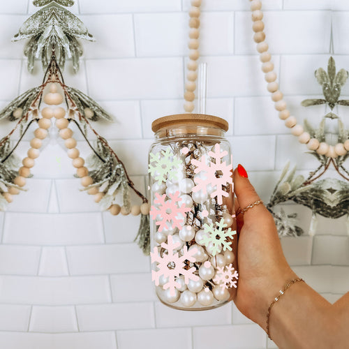 Pastel Snowflakes 17oz Stainless Steel Water Bottle - Insulated Tumbler