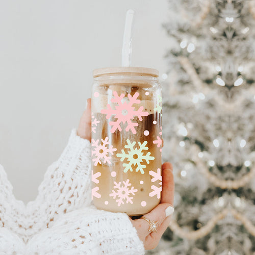 Pastel Snowflakes 17oz Stainless Steel Water Bottle - Insulated Tumbler
