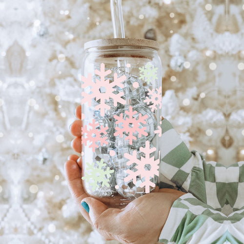 Pastel Snowflakes 17oz Stainless Steel Water Bottle - Insulated Tumbler