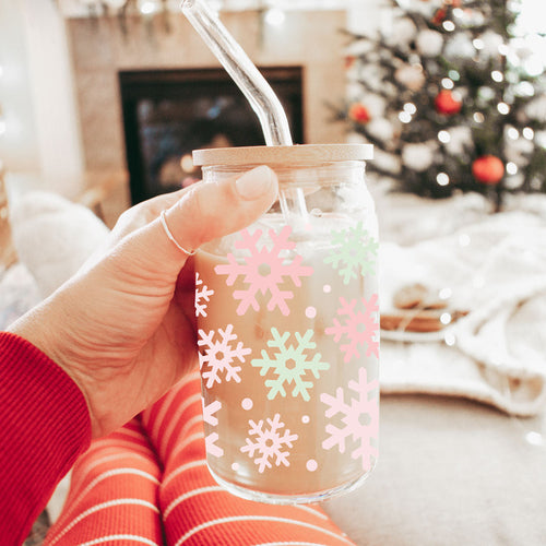 Pastel Snowflakes 17oz Stainless Steel Water Bottle - Insulated Tumbler