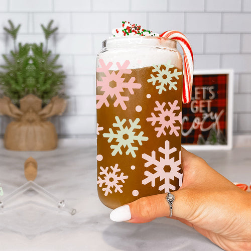 Pastel Snowflakes 17oz Stainless Steel Water Bottle - Insulated Tumbler