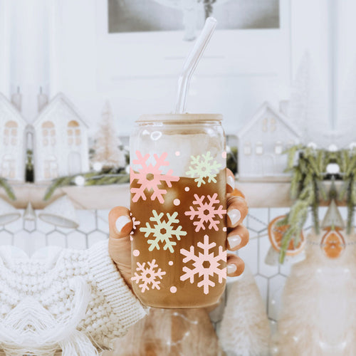 Pastel Snowflakes 17oz Stainless Steel Water Bottle - Insulated Tumbler