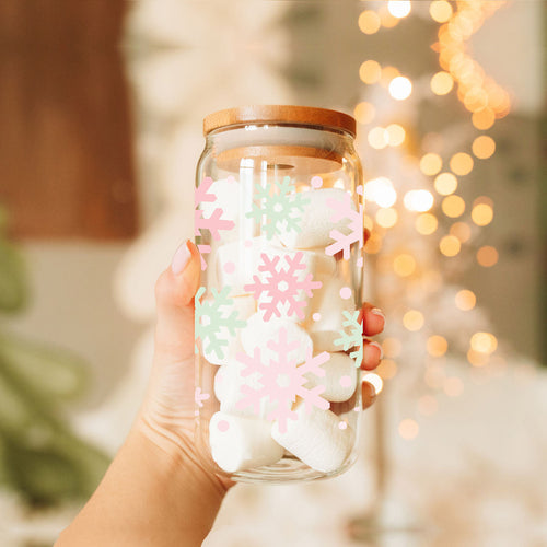 Pastel Snowflakes 17oz Stainless Steel Water Bottle - Insulated Tumbler