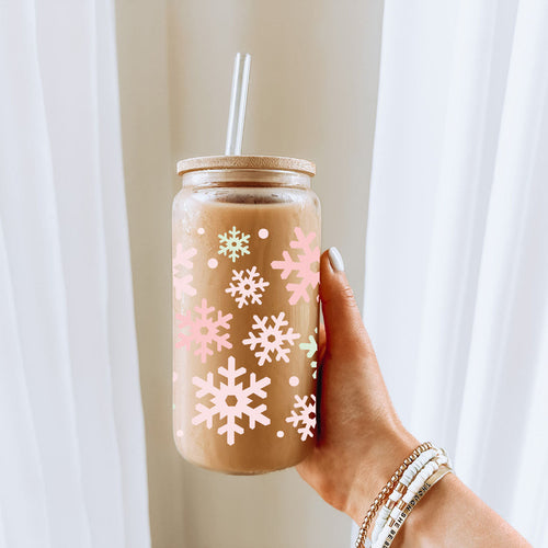 Pastel Snowflakes 17oz Stainless Steel Water Bottle - Insulated Tumbler
