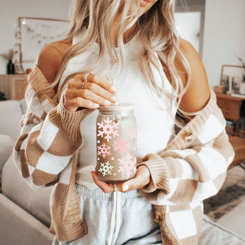 Pastel Snowflakes 17oz Stainless Steel Water Bottle - Insulated Tumbler