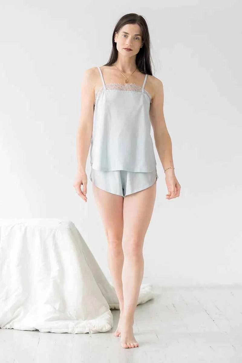 Sofia Brushed Pima Cotton Lace Camisole & Shorts Set