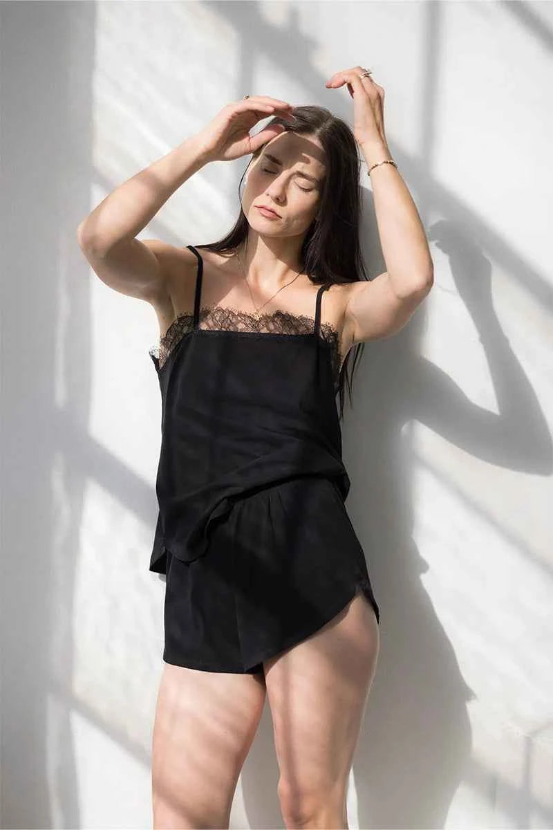 Sofia Brushed Pima Cotton Lace Camisole & Shorts Set