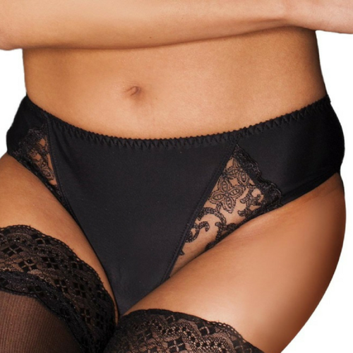 Sheer Side Bikini Panty - Kostar Lovely Nights Lace Brief | Black