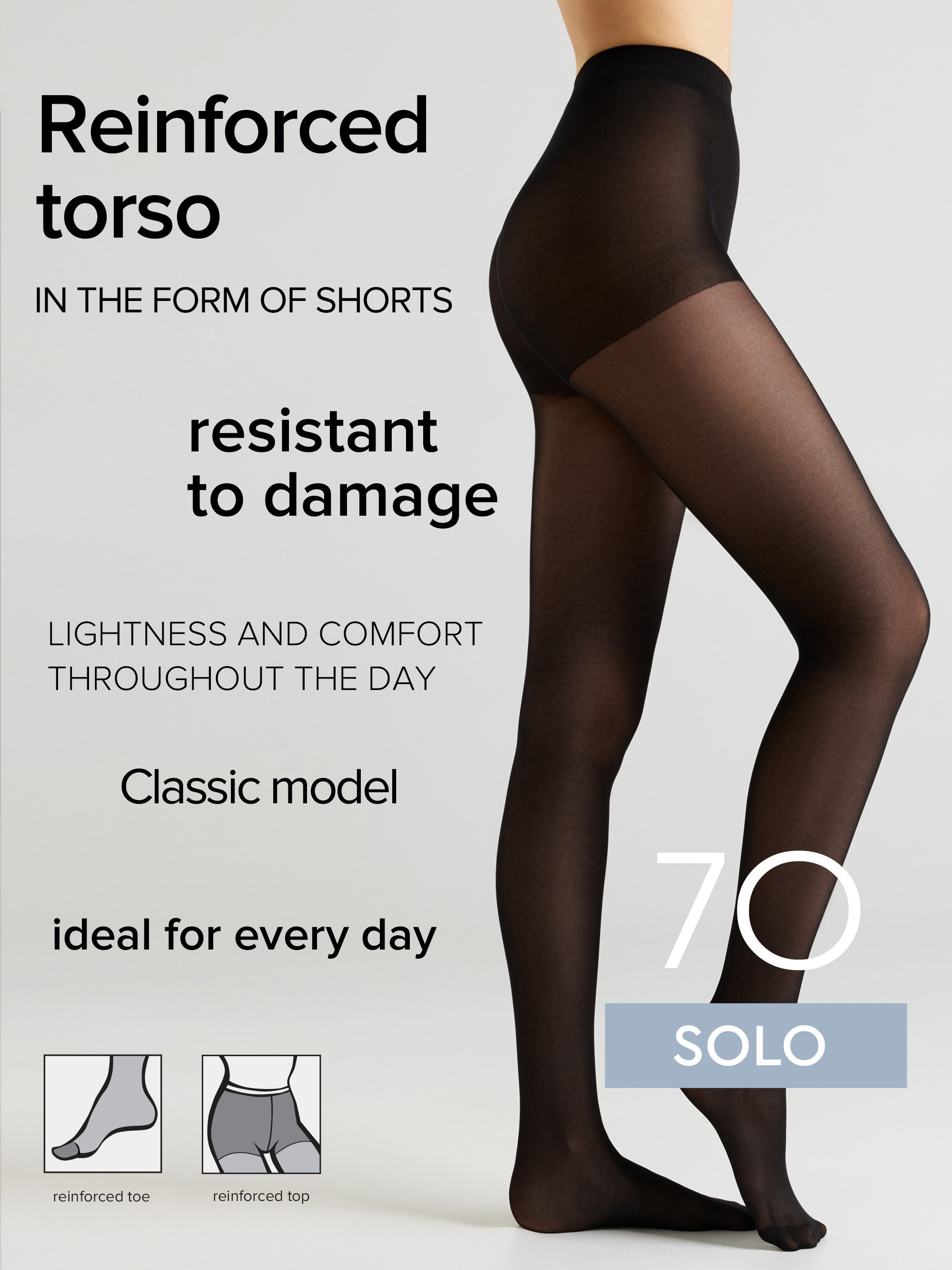 Tights Conte Solo 70 Den - Reinforced Torso DestGlow