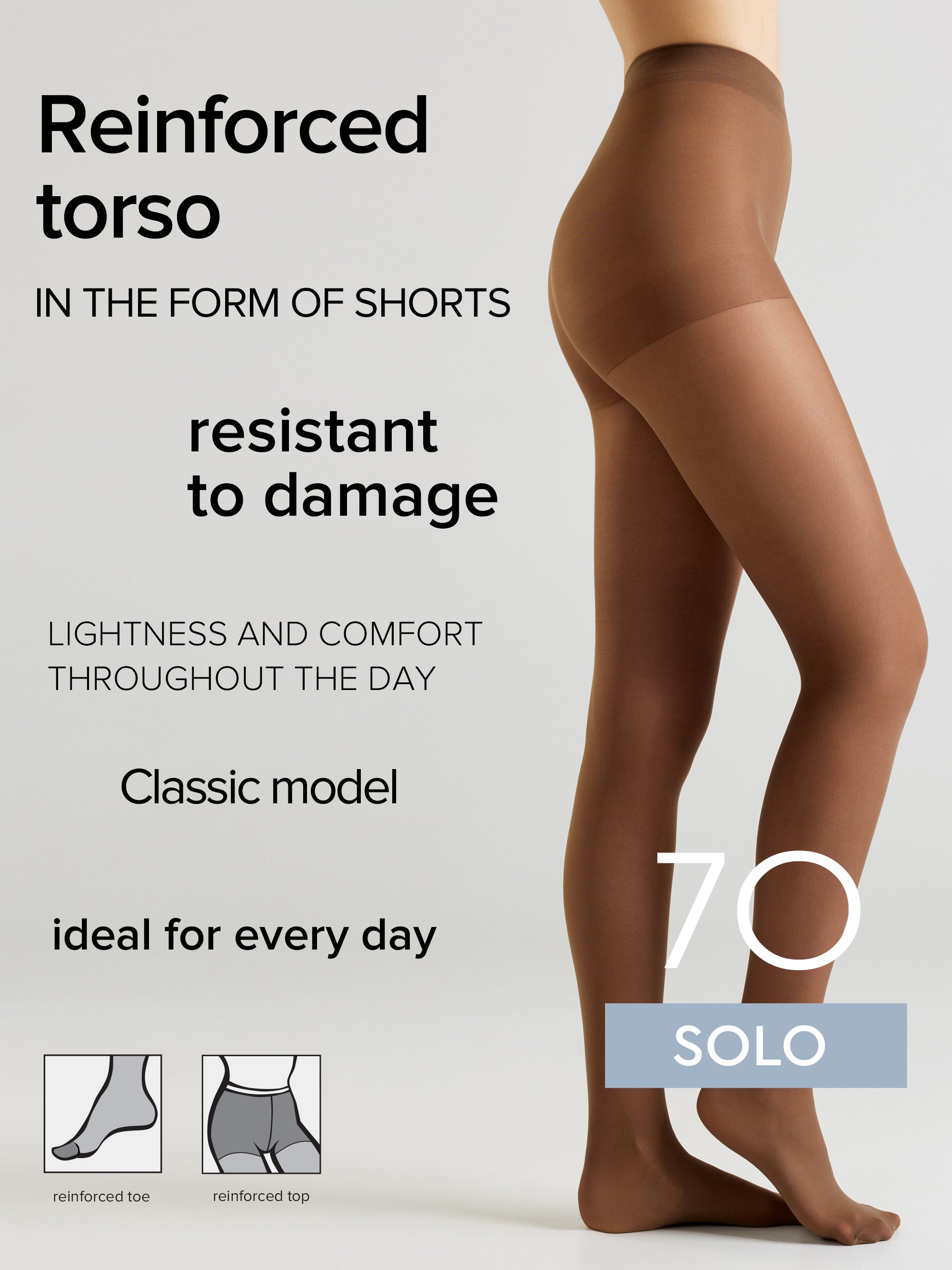 Tights Conte Solo 70 Den - Reinforced Torso DestGlow