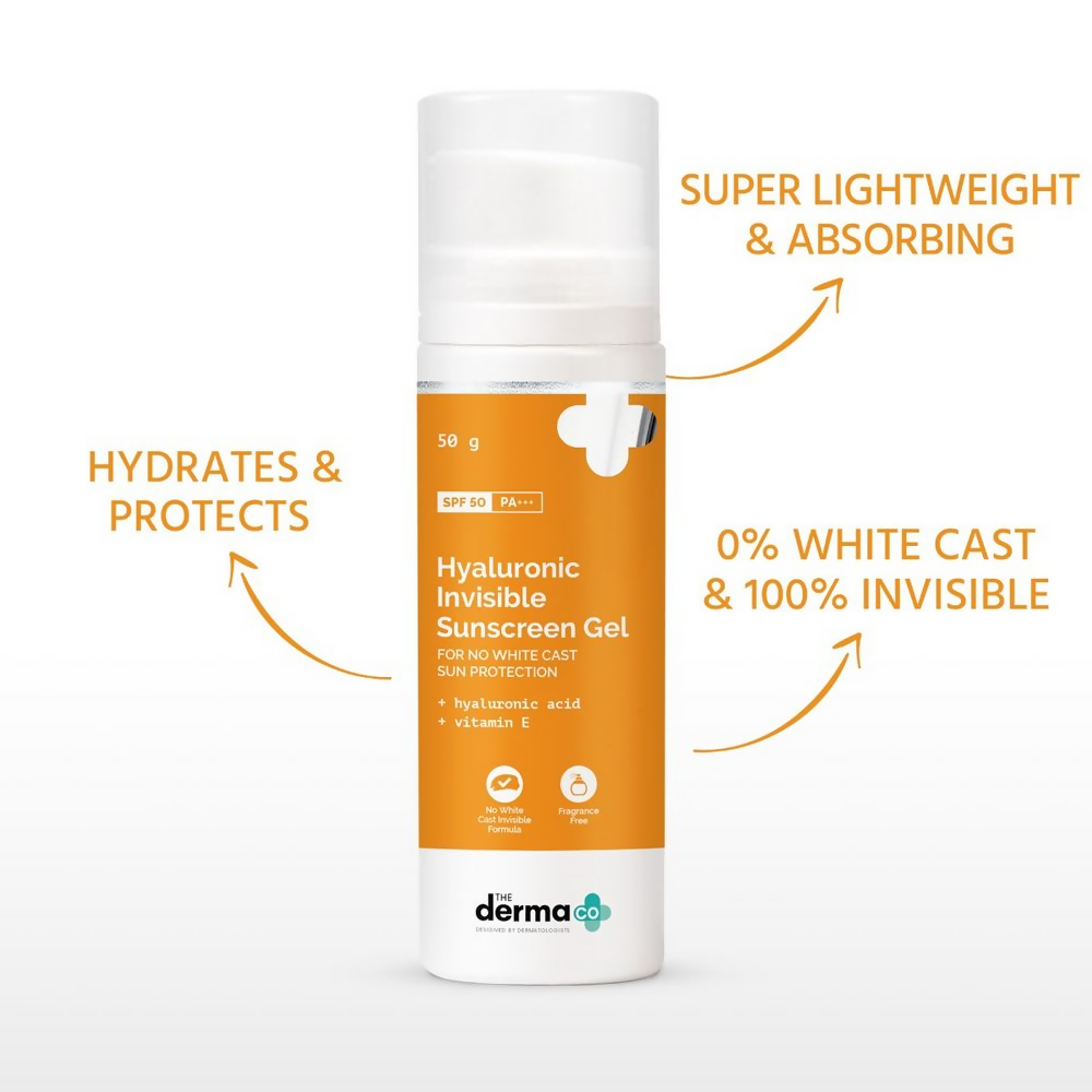 The Derma Co Hyaluronic Invisible Sunscreen Gel with Hyaluronic Acid & Vitamin E