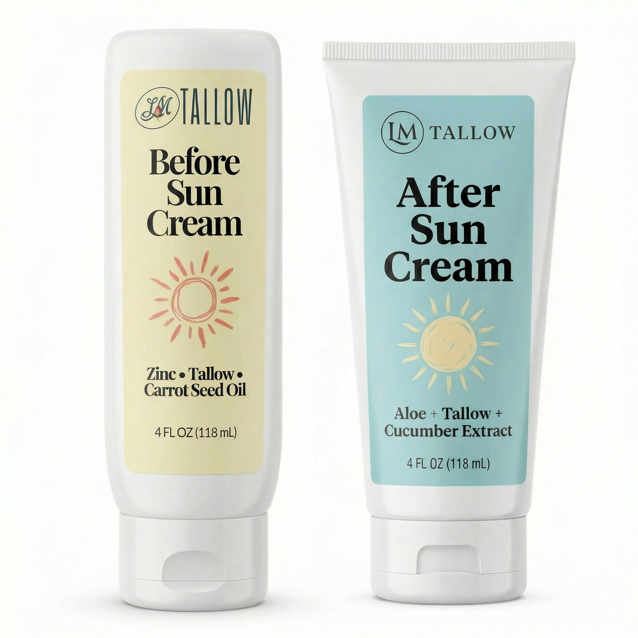 Tallow Sun Care Duo - Natural Before & After Sun Cream Gift Set with Zinc Oxide by Lady May Tallow