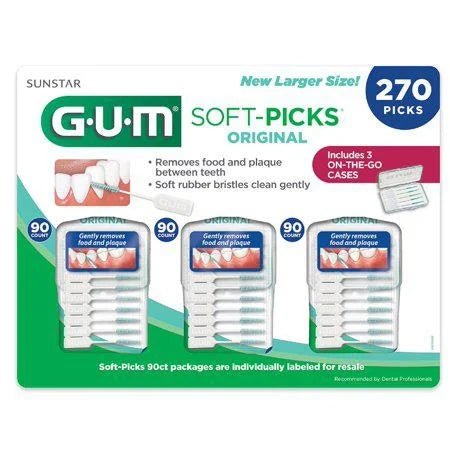 GUM Original Soft-Picks with Travel Cases (3 Packs = 270 ct)