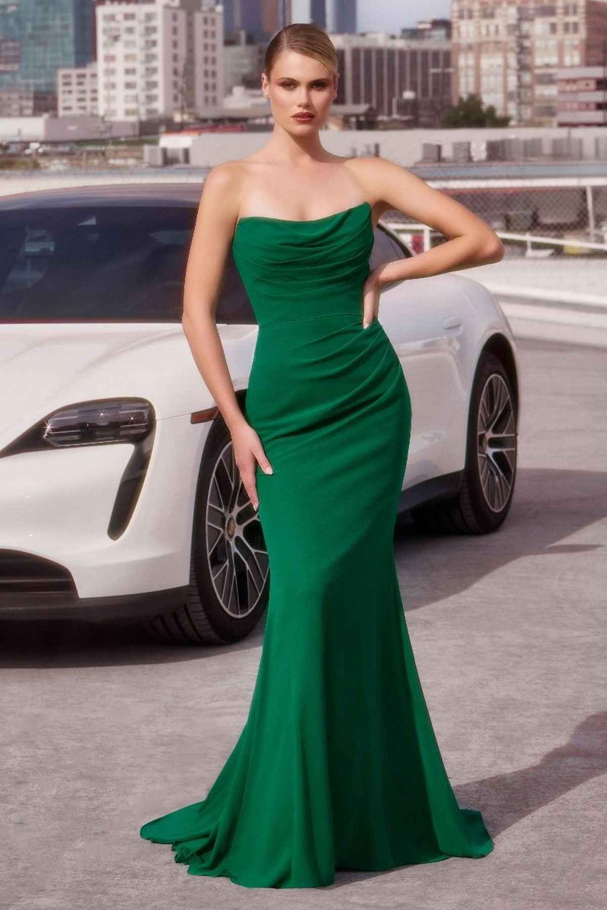 Ladivine Amoris T702 Strapless Scoop Neckline Fitted Chiffon Dress by DiscountDressShop