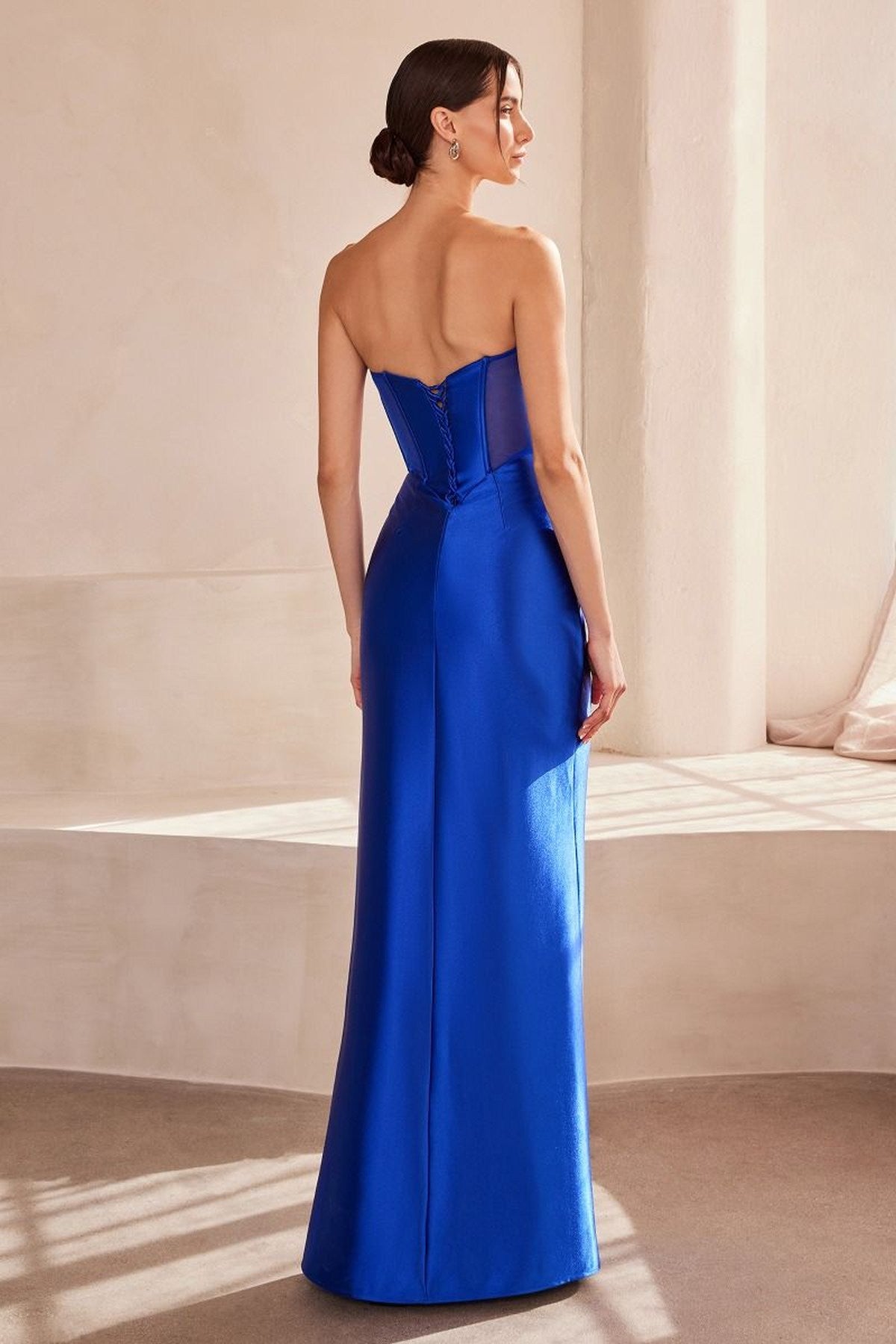 Ladivine Amoris T708 Strapless Fitted Satin Prom Gown by DiscountDressShop