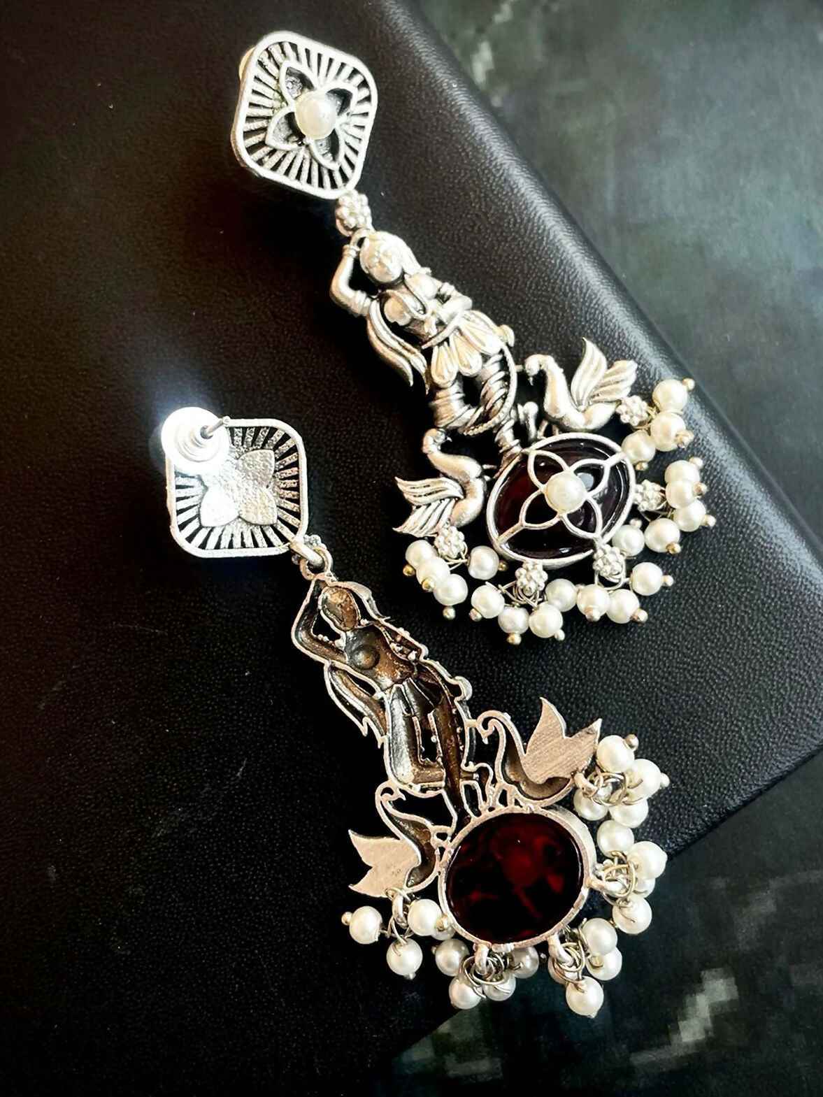 Joban Fashion Oxidized Ethnic Ladies Shape Monalisa Stone Earring