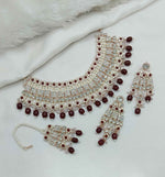 Joban Fashion Maroon Stone With Pearl Work Necklace Set