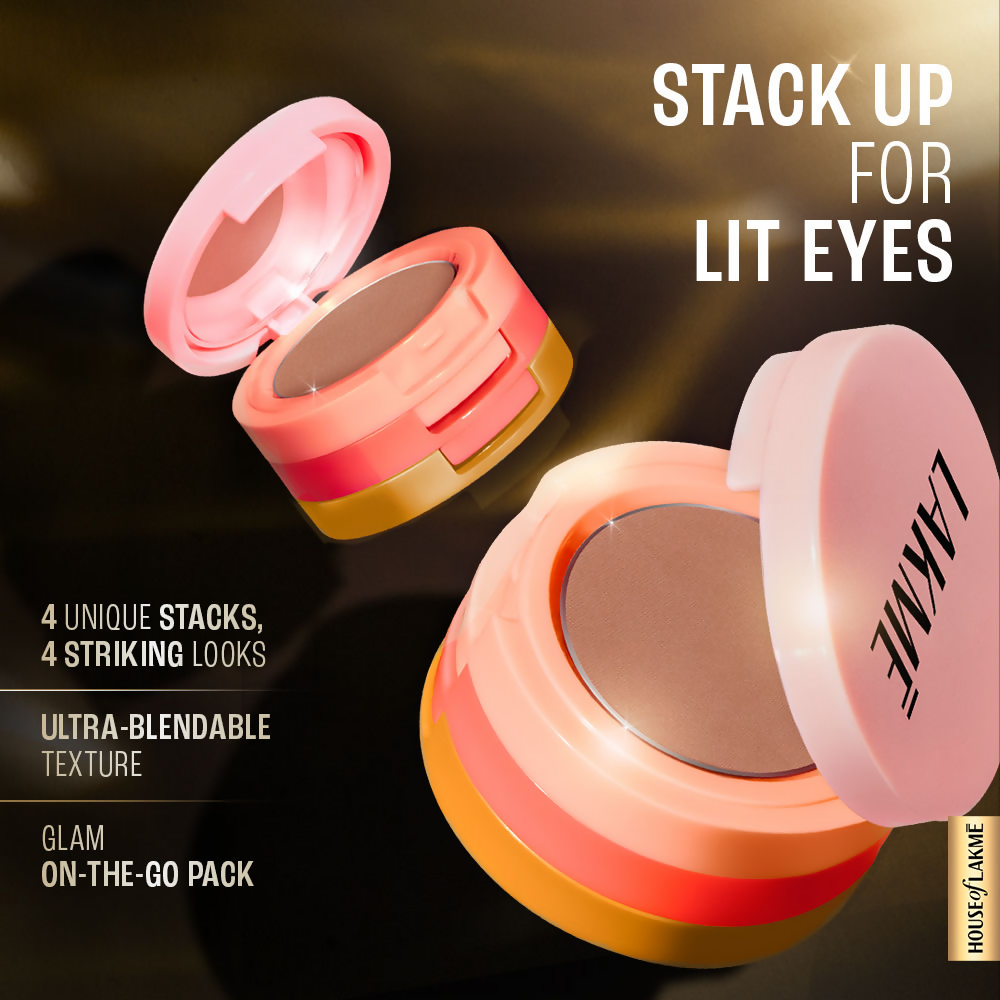 Lakme 9 To 5 Eyeconic Cream Powder Eyeshadow Stack - Golden Hour Goddess
