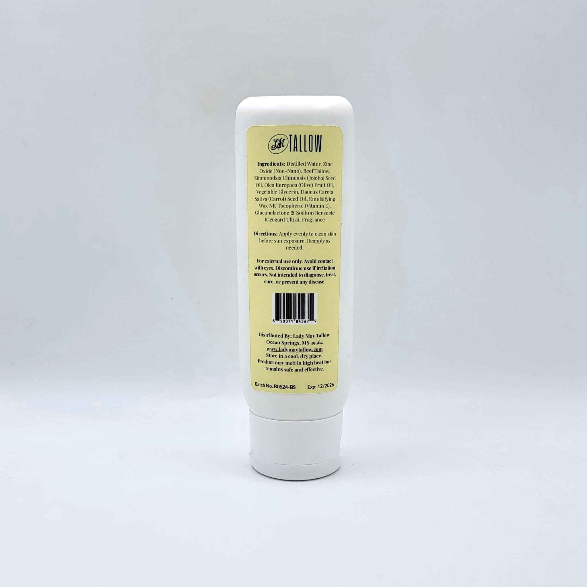 Tallow Before Sun Cream - Natural Sun Prep with Non-Nano Zinc Oxide & Carrot Seed Oil