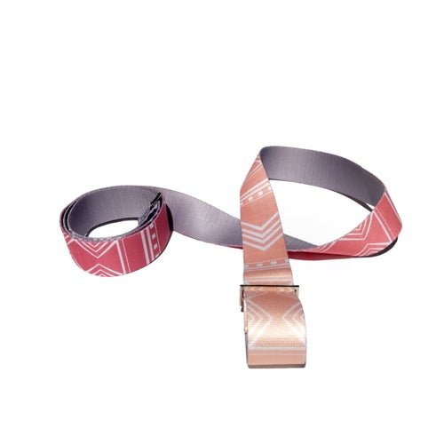 Cassady Yoga Strap Pink 60" - Cotton Stretching Strap with Metal Buckles