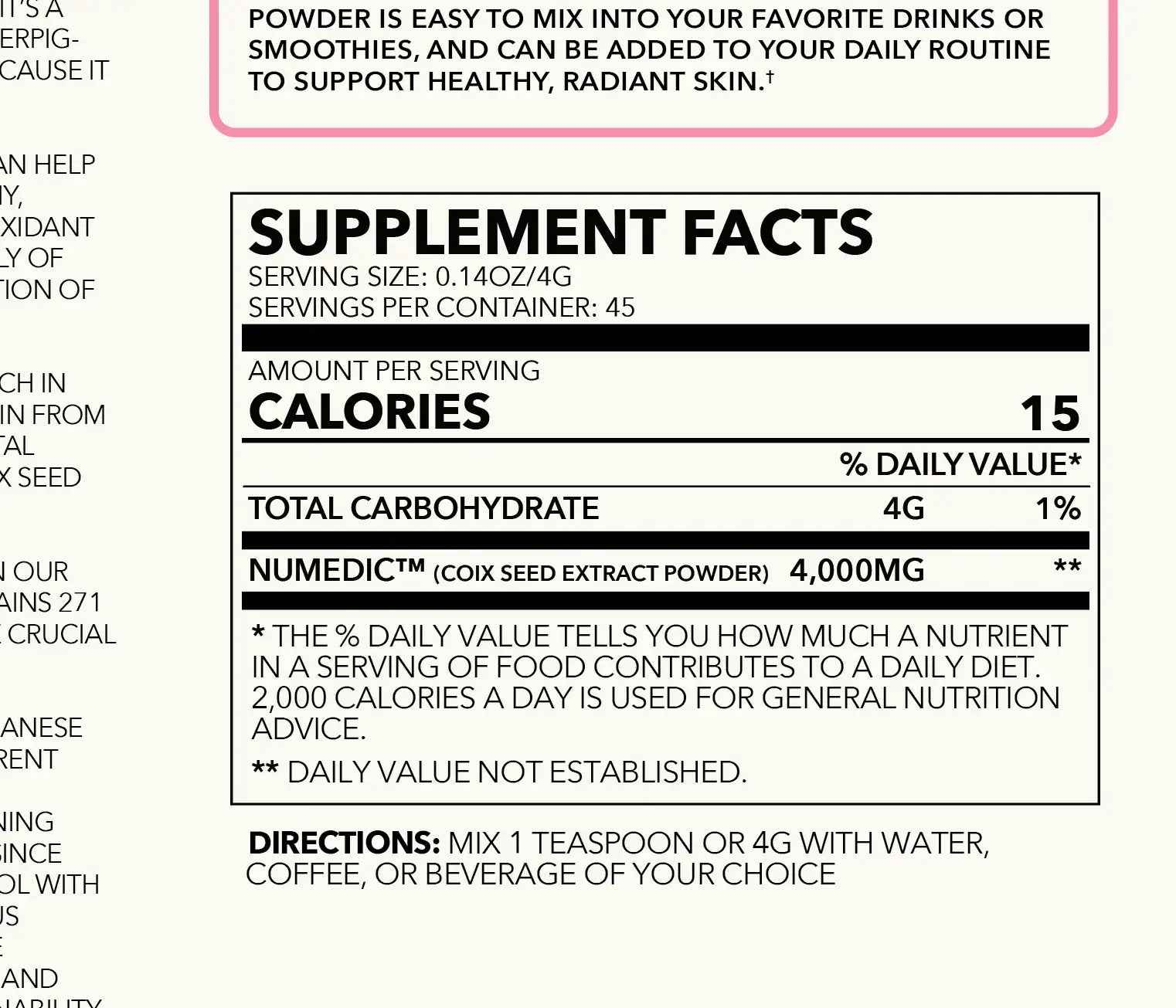 Tone and Glow Coix Seed Extract Powder by Crane Wellness