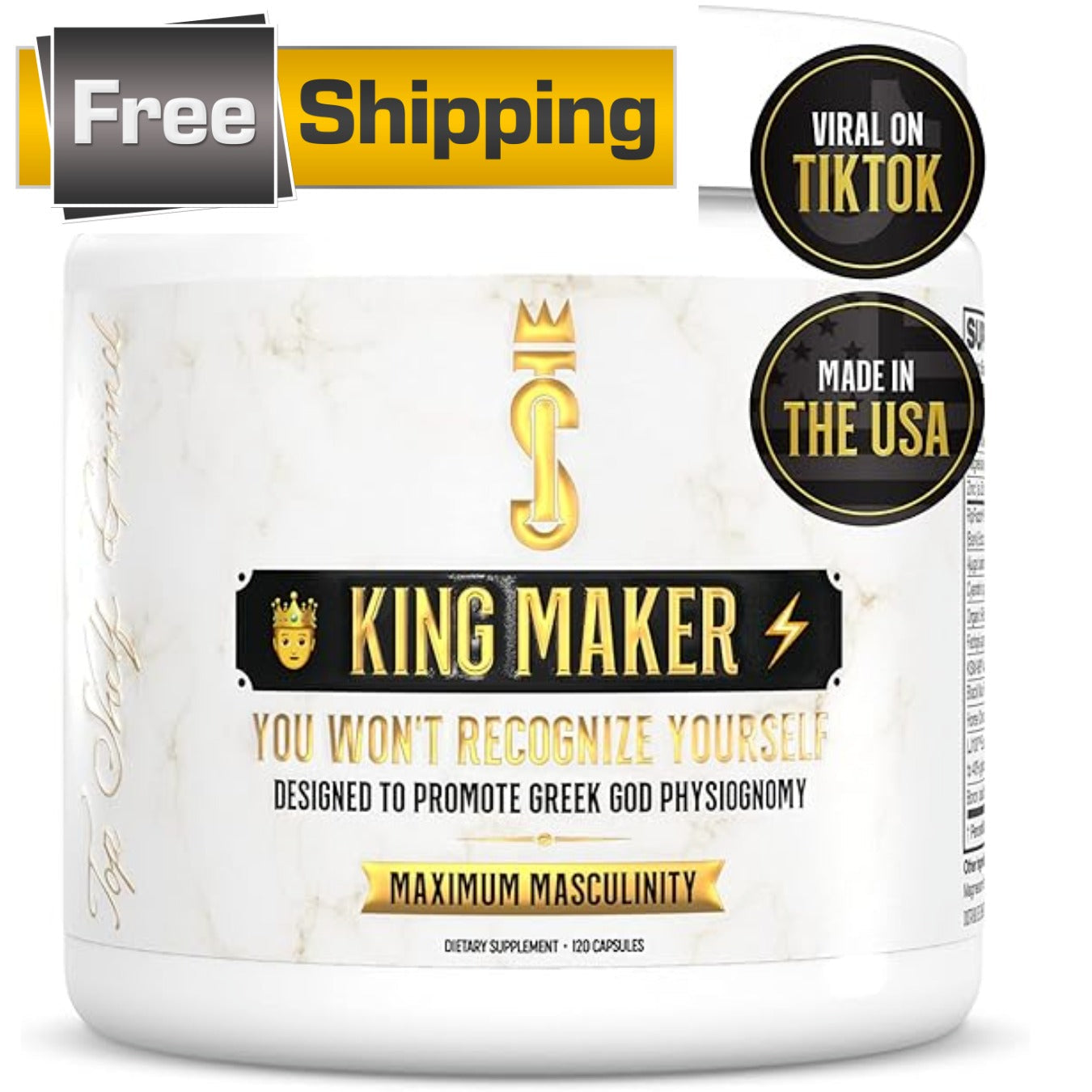 King Maker Pack of 5, 13-in-1 Anabolic Supplement for Men to Increase Stamina, Lean Muscle Growth & Recovery, N.O. Booster with Tongkat Ali (LJ100), 120 Capsules - DestGlow