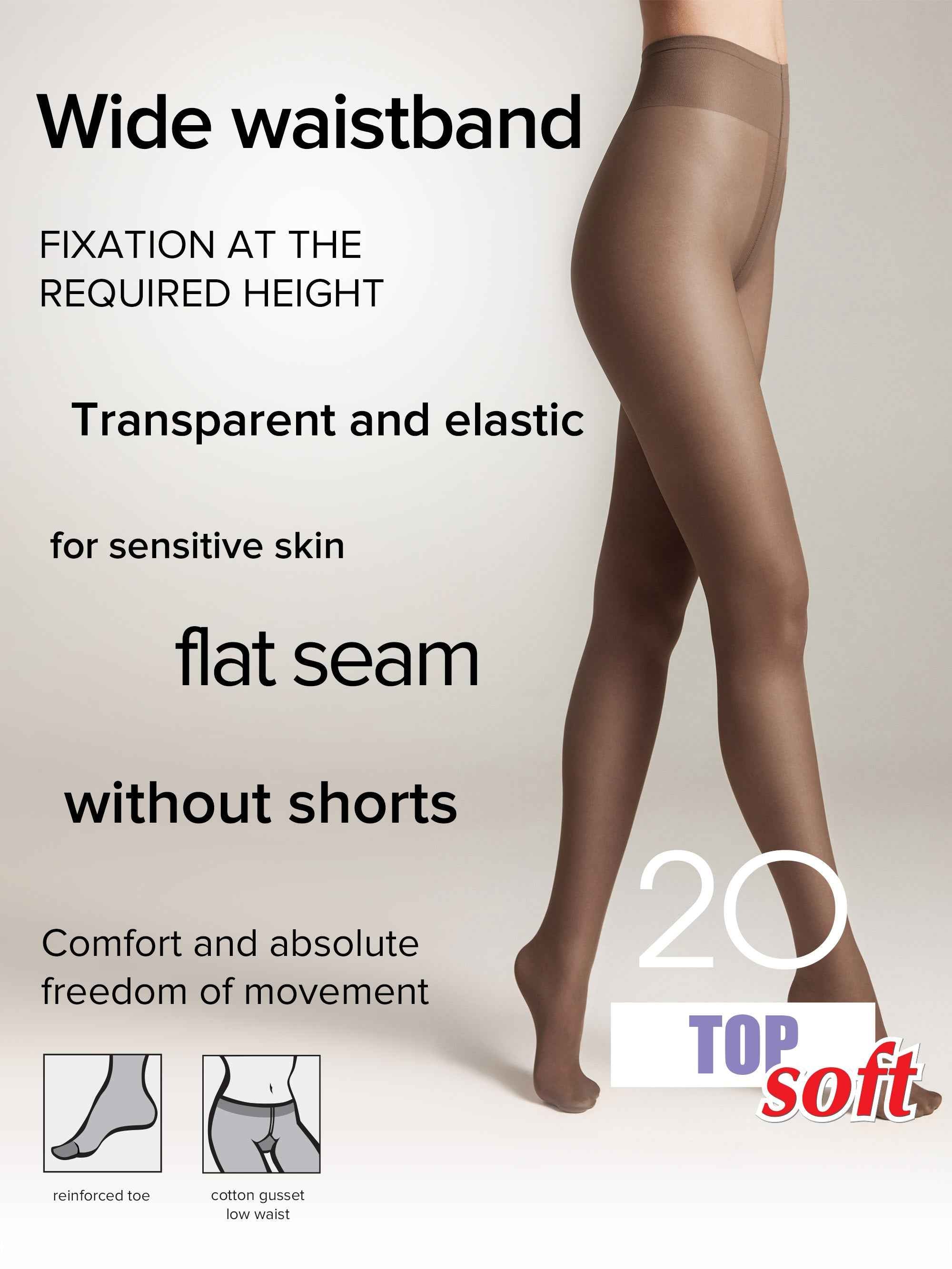 Tights Conte Top Soft 20 Den - Adjustable Fit for Sensitive Skin