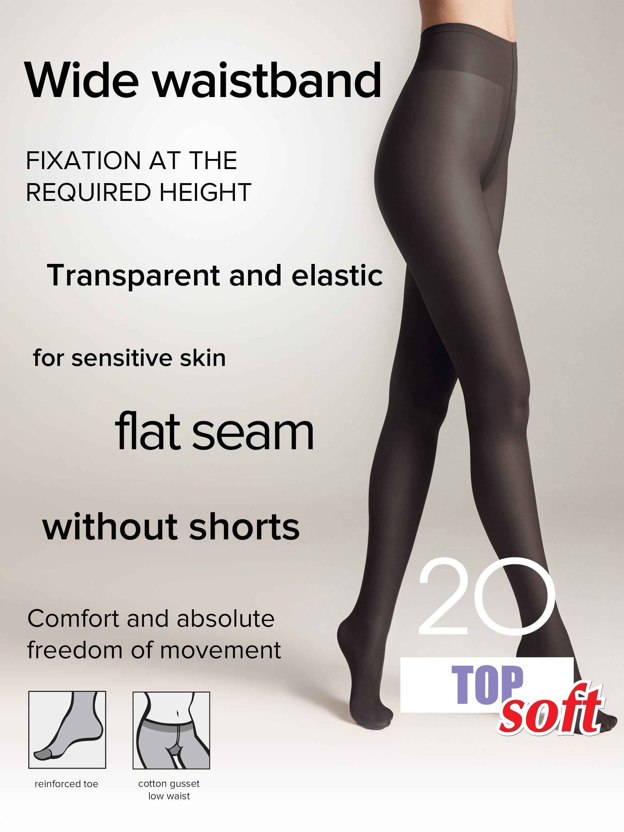 Tights Conte Top Soft 20 Den - Adjustable Fit for Sensitive Skin