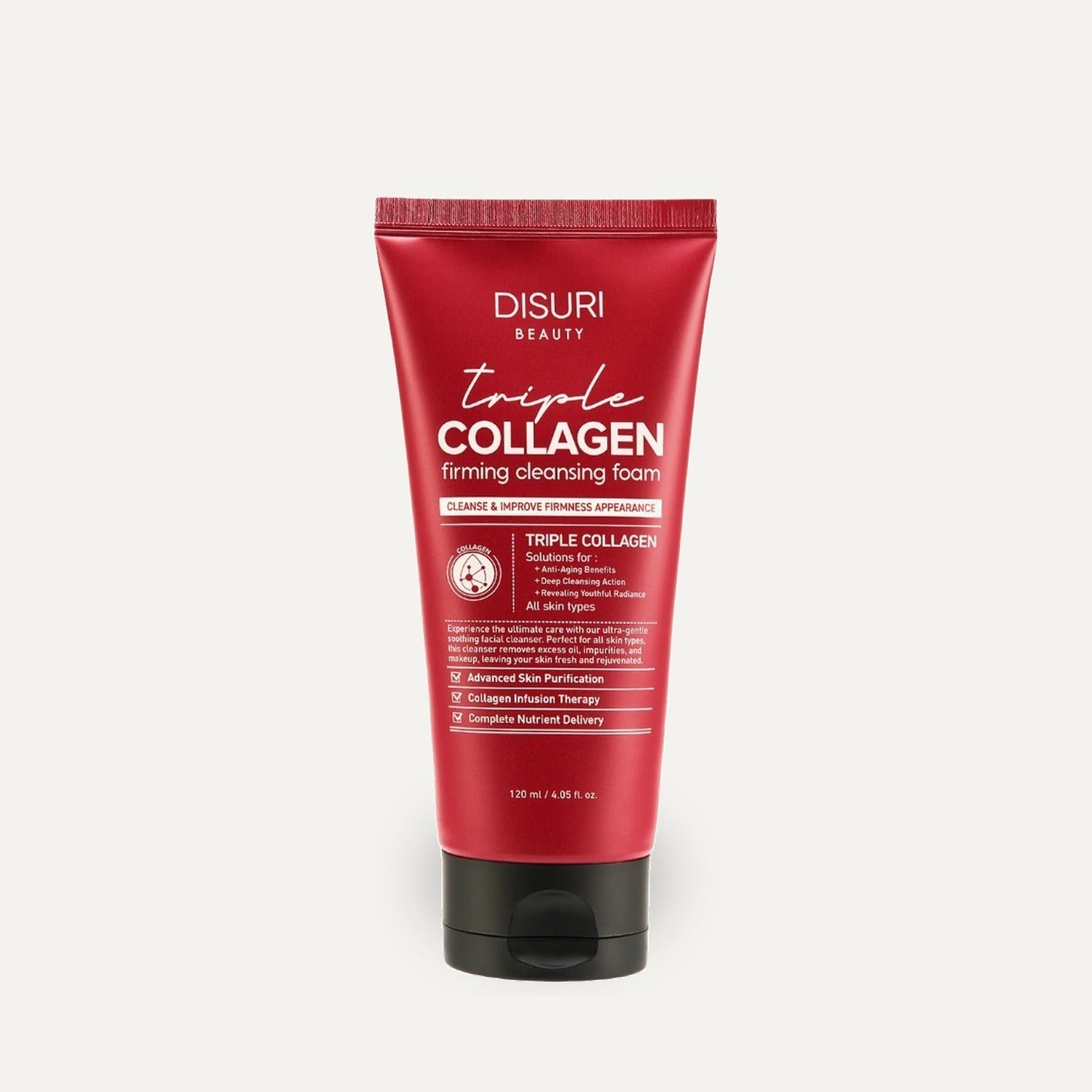 DISURI Triple Collagen Firming Foam - Korean Anti-Aging Cleanser with 3,000ppm Collagen Complex DestGlow