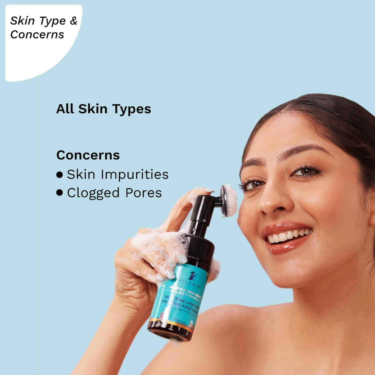 Pilgrim Volcanic Lava Ash Foaming Face Wash with Brush - Limited Time Offer