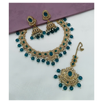 Joban Fashion Teal Blue Stone Work Necklace Set