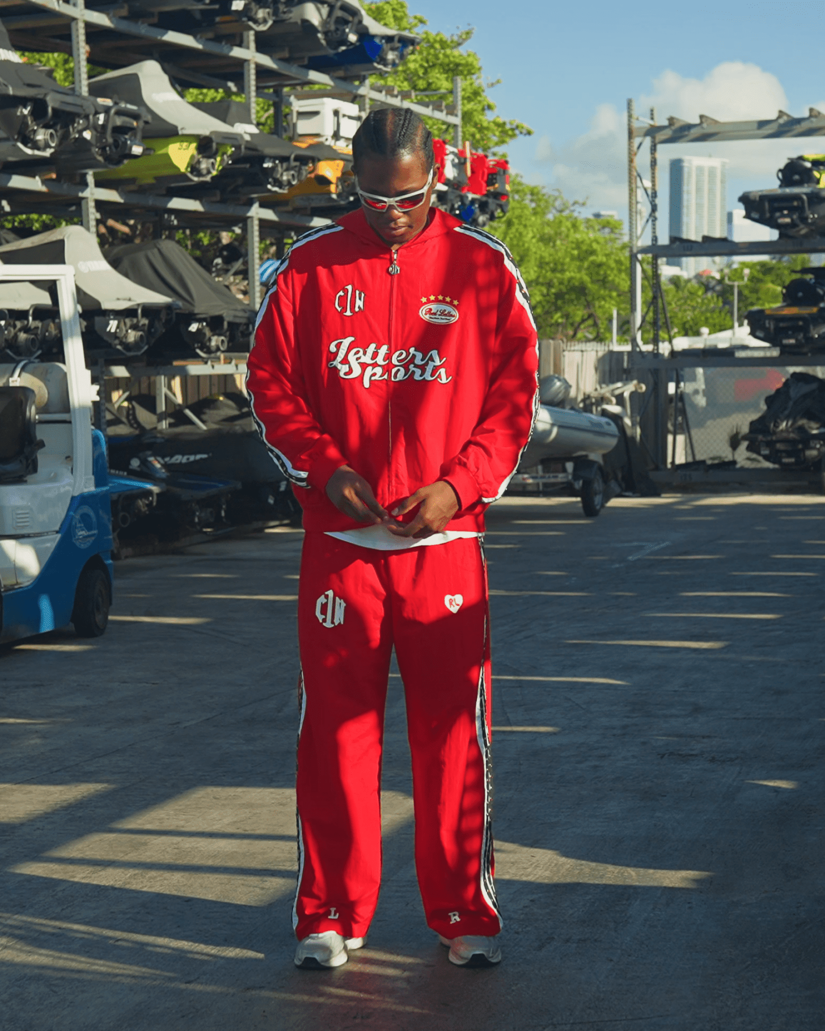 Red Letters x Cam Newton Rhinestone Pants - Red by Denim Exchange