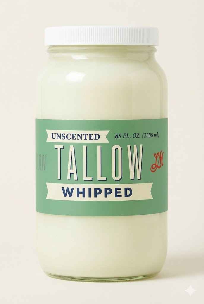Unscented Whipped Tallow – All-Natural Moisturizer | Pure Beef Tallow Cream for Face & Body |Lady May Handmade, Preservative-Free Skincare