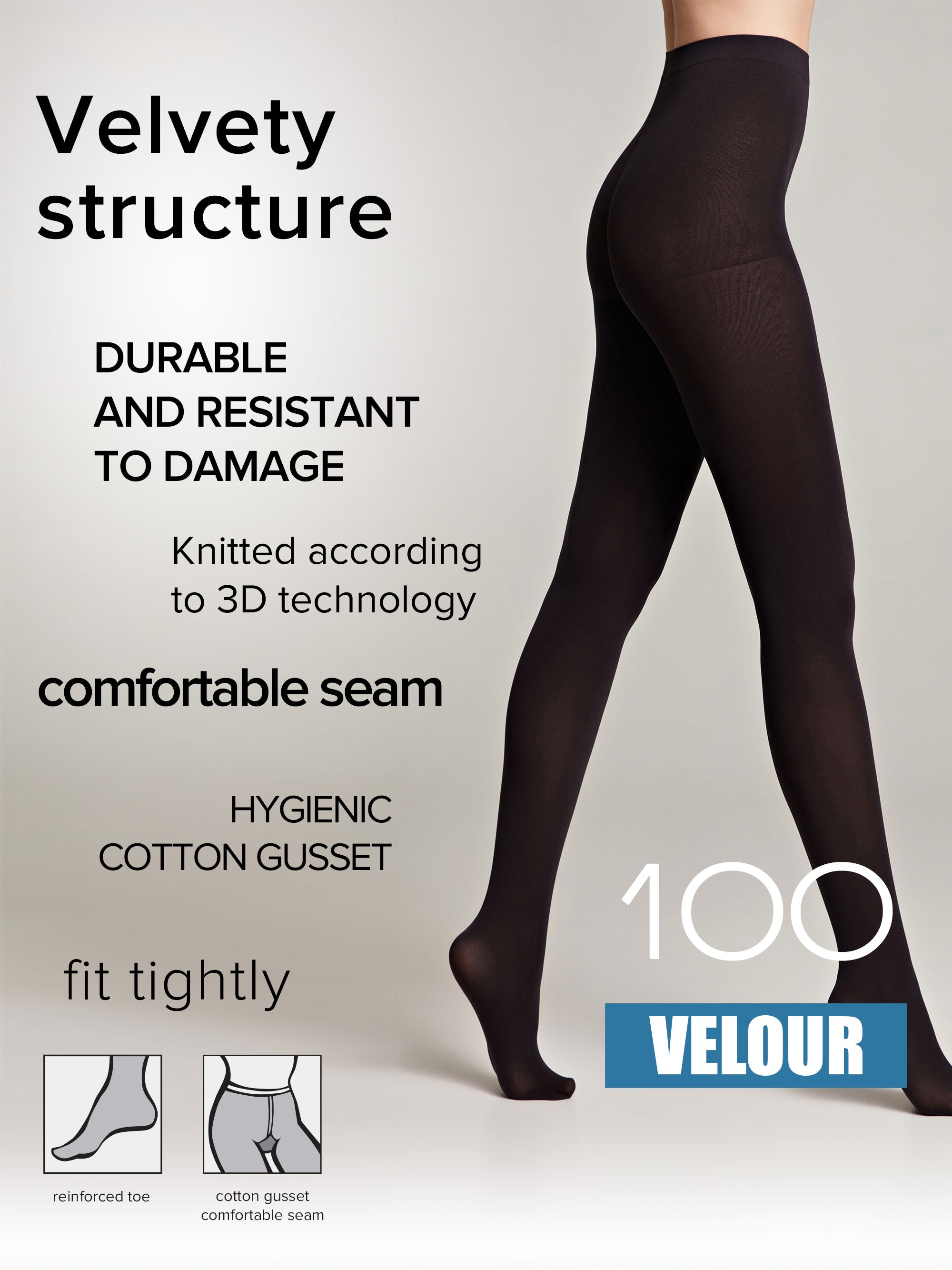 Tights Conte Velour 100 Den - Matte Warm Microfibra - DestGlow