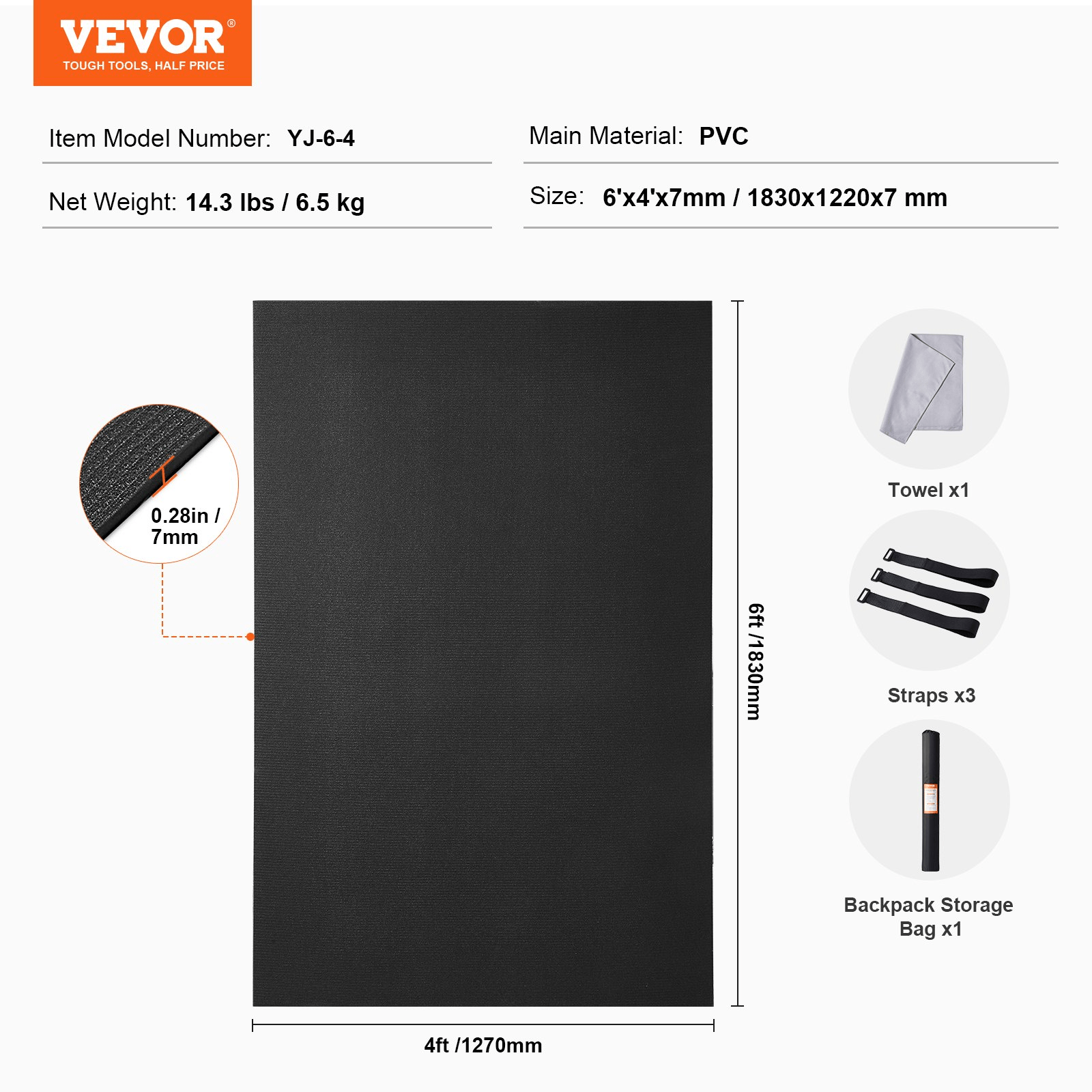 Large Yoga Mat 6x4 by VEVOR – Non‑Slip, High‑Density Fitness Floor Mat - DestGlow
