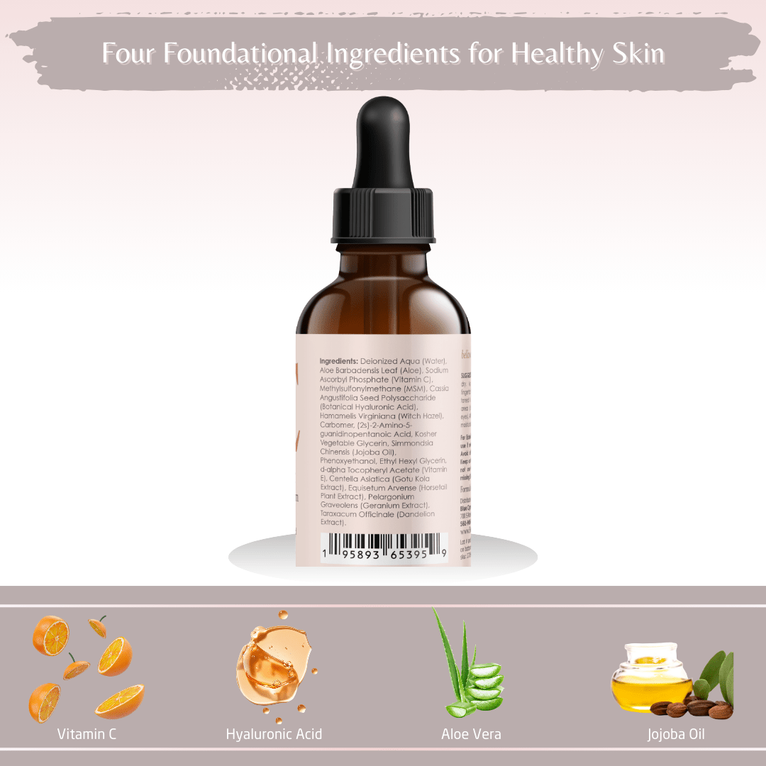 Vitamin C Serum for Face With Hyaluronic Acid, Vitamin E, Aloe Vera, and Jojoba oil 2 fl oz by Bellawell