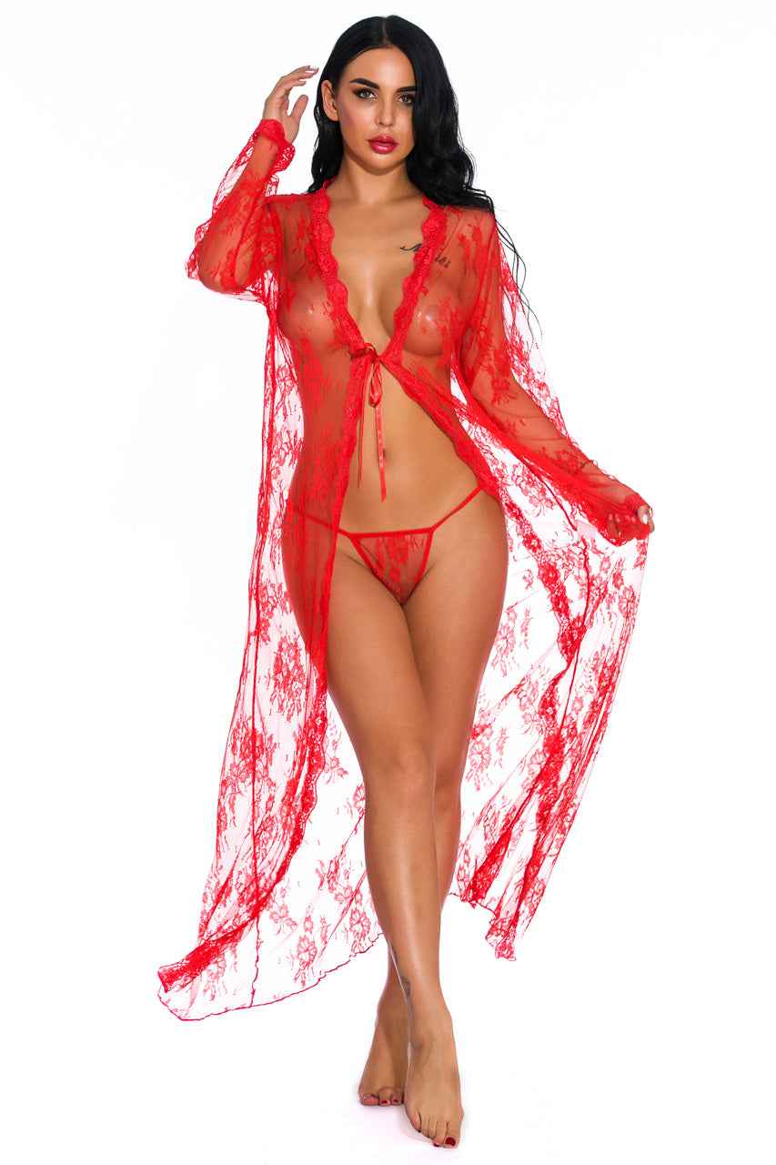 Long Lace Flyaway Robe