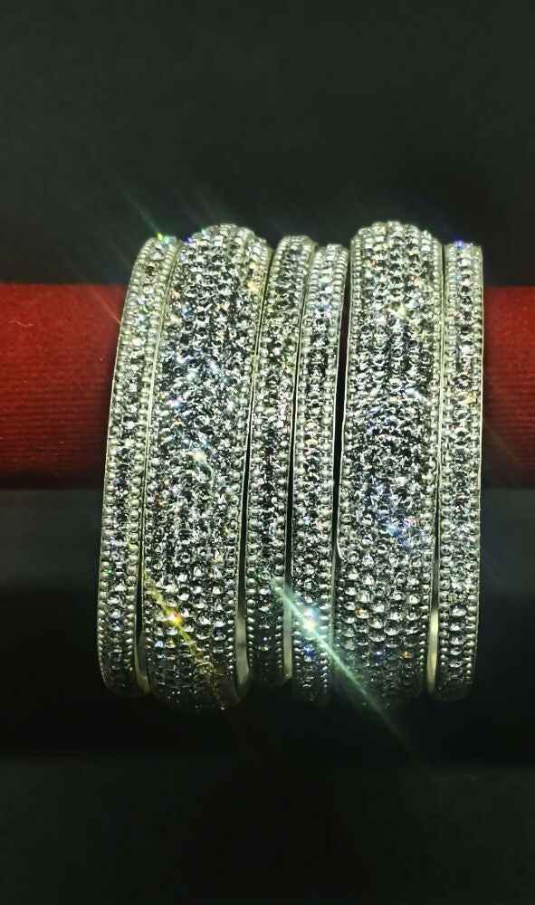Joban Fashion Silver Crystal Diamond Bangles Set