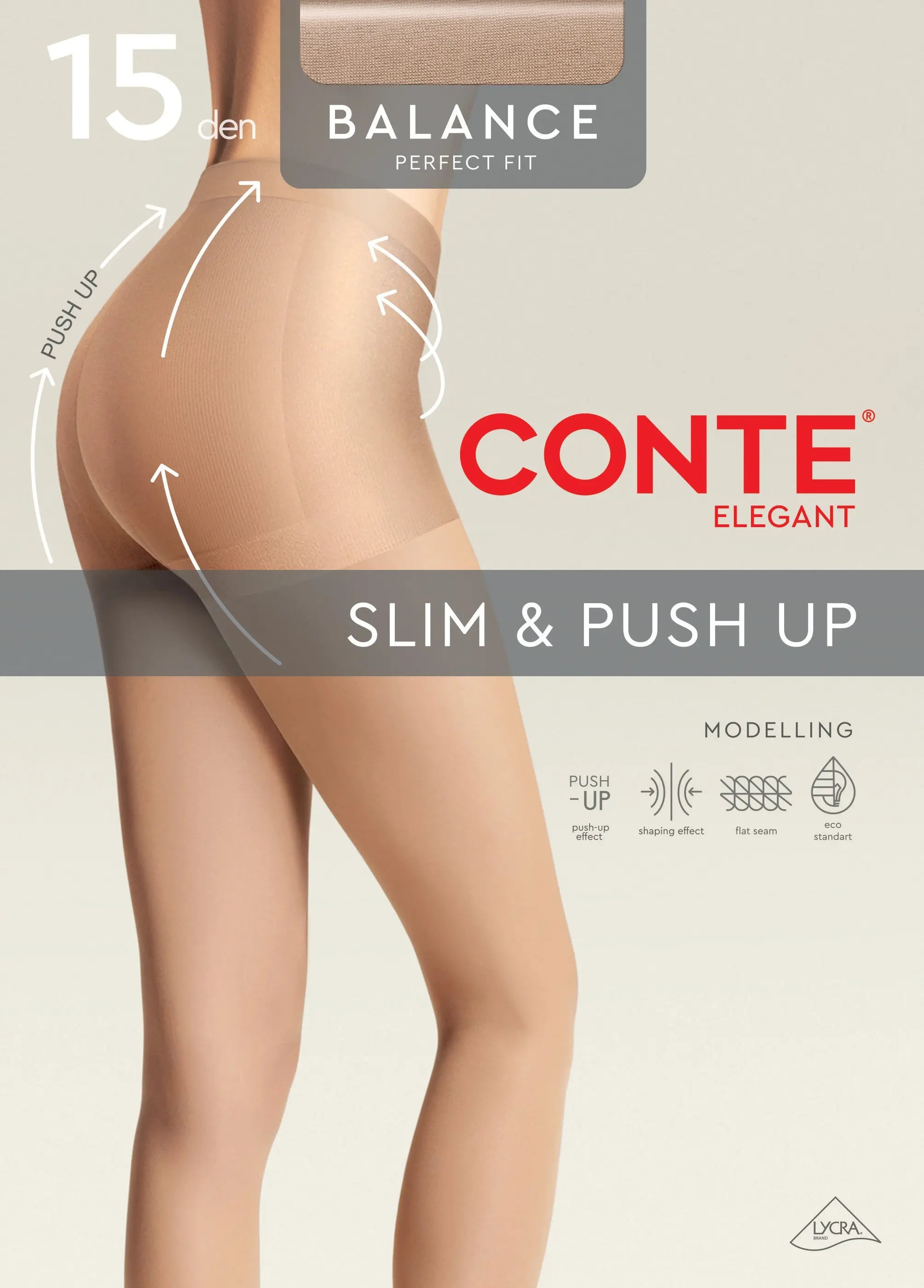 Tights Conte Balance 15 Den - Push-Up Effect - DestGlow